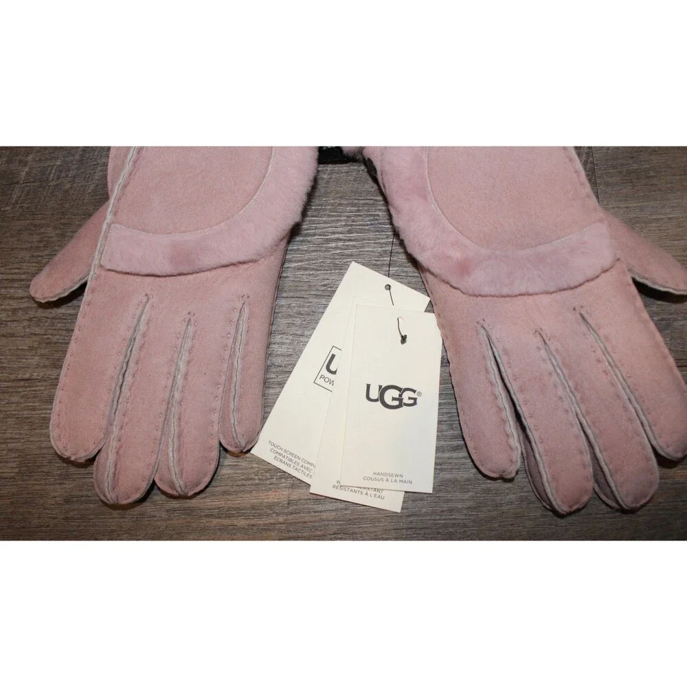 UGG $155‎ Women's Shearling Sheepskin Suede Tech Gloves Pink L